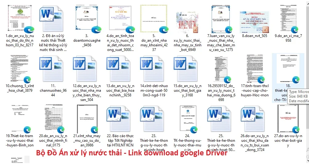 Bộ Đồ Án Xử Lý Nước Thải